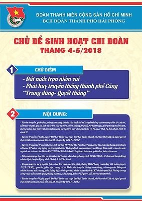 Tài liệu sinh hoạt chi đoàn và công tác giáo dục đoàn viên, thanh niên trong tháng 4-5/2018